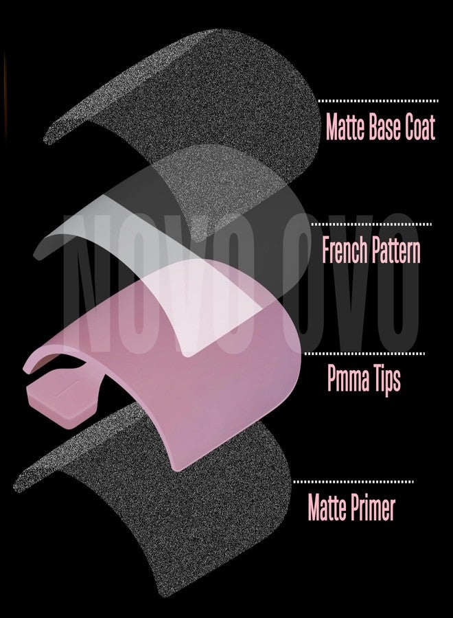 NOVO OVO Press on Toenails, Toe Nail Press ons for Women, White French Tip Sharp Square Pre-Designed Soft Gel Thick False Toenail Extension, BERRY PINK Full Cover Acrylic for DIY x 15 Sizes 150 pcs - Image 4